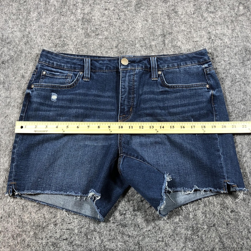 Seven7 Women's 12 Blue Denim Cutoff Shorts Raw Hem Distressed Weekend - Picture 11 of 16